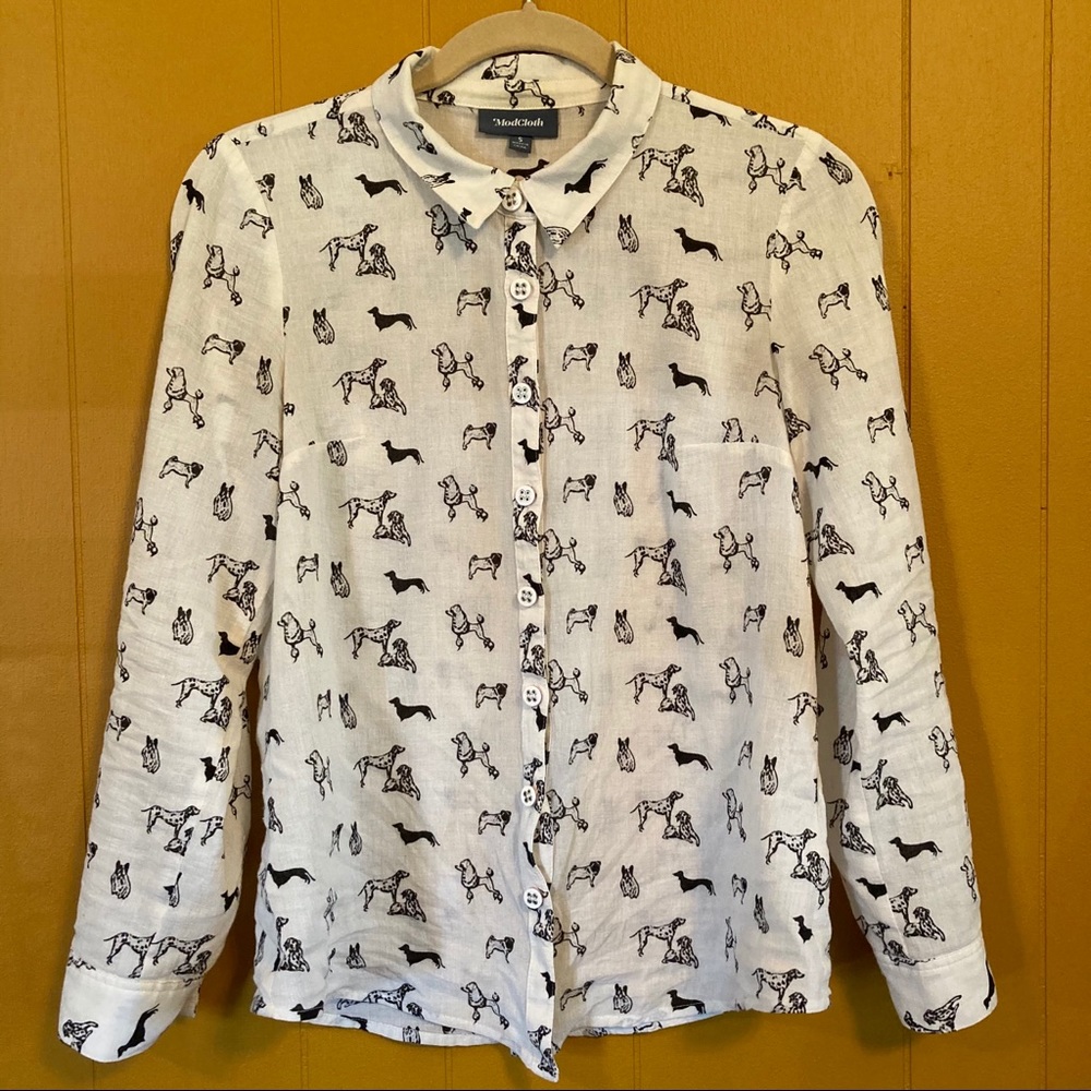 ModCloth Twist on Simple Dog Print Top